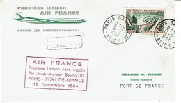 318 Oblitération Paris Gare Plm Avion   1964  Air France Fort De France - 1960-.... Covers & Documents