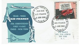 304 Oblitération Paris Vol New York   1966  Air France - 1960-.... Covers & Documents