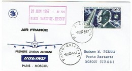 294 Oblitération Paris Aviation 1967  Air France Moscou - 1960-.... Lettres & Documents