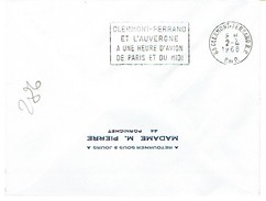 286 Oblitération Clermont Ferrand  Avion 1968 Poitier - 1960-.... Lettres & Documents