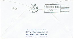 240 Oblitération Paris Aviation Los Angeles 1969 Airport Mail - 1960-.... Lettres & Documents