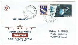 221 Oblitération Paris Aéroport D'orly  Entrepôt Postal 1969 Varsovie - 1960-.... Briefe & Dokumente