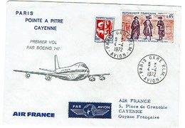 175 Oblitération Paris  Gare Plm Avion  Vignette Air France  Label Air Mail  Cayenne - 1960-.... Lettres & Documents