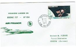 149 Oblitération 06 Nice Centre De Tri Avion 1974 Geneve Air France - 1960-.... Lettres & Documents