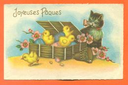 CPA Joyeuses Paques " Chat Et Poussins " - Cats