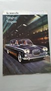 Singer Vogue 1600 1961 Depliant Originale Auto - Genuine Car Brochure - Moteurs