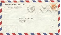 Hongkong, 1952,  Cover Airmail Single Franking To Switzerland, See Scans! - Cartas & Documentos