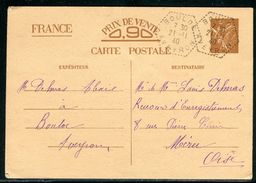 France - Entier Postal De Bouloc Pour Méru En 1940 - Ref D46 - Cartes Postales Types Et TSC (avant 1995)