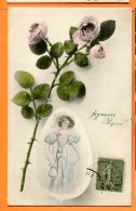 Z159, Rose, Femme Avec Un Chapeau, Belle Fantaisie, 49, Circulée 1919 Sous Enveloppe - Pâques