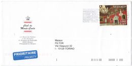 MONACO - 2002 - Cheminée De La Salle Du Trône + Flamme Festival - Viaggiata Da Monte-Carlo Per Torino, Italia - Briefe U. Dokumente