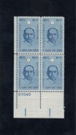 Sc#1188 4-cent Sun Yat Sen 1961 Issue Chinese Leader Plate # Block Of 4 - Números De Placas