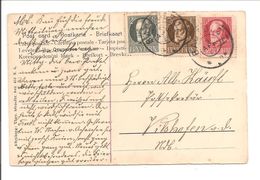 Bayern 1920 Ludwig 3 Farben Frankatur. Postkarte Fröliche Ostern. Mädel Mit Hut Und Blumen. - Autres & Non Classés
