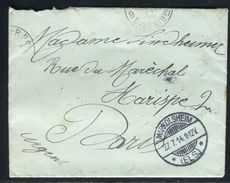 Alsace Lorraine - Enveloppe De Markolsheim Pour Paris En 1914, Affranchissement Au Verso - Ref D129 - Briefe U. Dokumente