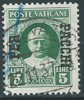 1931 VATICANO PACCHI POSTALI USATO 5 LIRE - X3-4 - Paketmarken