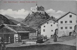 TARASP → Dorfszene Mit Schloss Im Hintergrund Anno 1910 - Tarasp