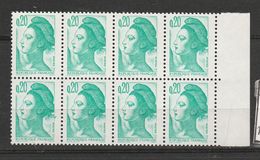 FRANCE TIMBRE N° 2181 0.20 EMERAUDE LEGENDE EFFRITEE BLOC DE 8 NEUF SANS CHARNIERE - Unused Stamps
