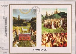 Carte Max CEF Soie Bloc 62 L'agneau Mystique  - J Van Eyck - 1981-1990