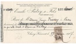 1907 -  Reçu De Paiement - Timbre Fiscal "Quittance Reçus Et Décharges" Médaillon De Tasset N°11 (10ct) - Autres & Non Classés