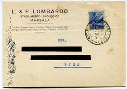 CARTOLINA STABILIMENTO ENOLOGICO MARSALA L. & P. LOMBARDO ANNO 1950 - Marsala