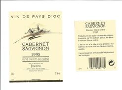 Etiquette De VIN De PAYS D'OC " Cabernet Sauvignon Jeanjean 1995 " - Vin De Pays D'Oc