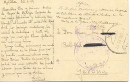 Melilla Comandancia General 1925 Marque Et Obliteration, Circulée A Gerona - Franchigia Militare