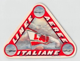 07195 "L.A.I. - LINEE AEREE ITALIANE" ADESIVO PUBBLICITARIO ORIG. - Adesivi