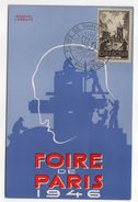 Carte-Maximum--1946--FOIRE De PARIS-- Philatélie-signé  Robert Lasquin -tp ORADOUR - 87 - 1940-1949