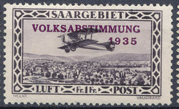 Stamp  Saar 1934 1fr MLH - Luchtpost