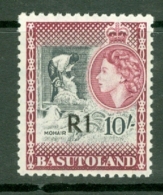 Basutoland: 1961   QE II - Pictorial - Surcharge   SG68a   1R On 10/-  [Type II] MH - 1933-1964 Colonia Británica