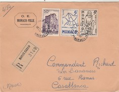 Monaco  Lettre Recommandée 27/4/1954 Pour Casablanca Maroc - Cartas & Documentos