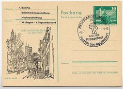 DDR P79-6-74 C12 Postkarte PRIVATER ZUDRUCK Gebäude Neubrandenburg Sost. 1974 - Private Postcards - Used