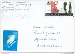 TIMBRES - STAMPS - MARCOPHILIE - LETTRE POST BLEU AVEC CODE À BARRES - PORTUGAL - 2004 - MODE PORTUGAISE - Storia Postale