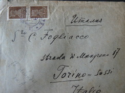 1927....LETTER + 2 POSTAGESTAMPS  OF HIGH VALUE GO  TO ITALY..//..ANTICA LETTERA VIAGGIATA PER L'ITALIA DALLA RUSSIA - Lettres & Documents