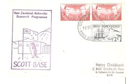 1972 Ross Dependency - FDC Cover 3v.,Antarctic Expedition, Cancel Scott Base Maps, Ship, Sent To Germany / DDR, Entier - Cartas & Documentos