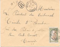 Tunisie Lettre Oblitération Kaalat Es Senam 1911 Recommandée - Storia Postale