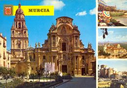 TARJETA POSTAL CIRCULADA , MURCIA , PLAZA DEL CARDENAL BELLUGA , CATEDRAL - Murcia