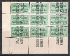 ALGERIE COLIS POSTAL N°10 N**  En Bloc De 9 Timbres, Variété Surcharge Renversée - Parcel Post