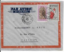 MADAGASCAR - 1939 - AMBULANT - LETTRE Par AVION  Avec CONVOYEUR TAMATAVE à TANANARIVE N°3 => PARIS - Lettres & Documents