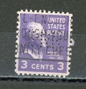 USA - JEFFERSON N° Yt 372 Obli. PERFORÉ PRR - Zähnungen (Perfins)