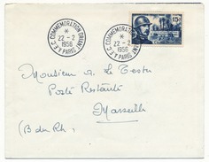 FRANCE - Enveloppe - A.E.C Commémoration Driant PARIS 1956 / 15F  Colonel Driant - Lettres & Documents