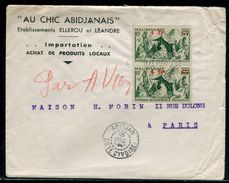Côte D' Ivoire - Enveloppe Commerciale De Abidjan Pour Paris En 1944 , Affranchissement Timbres De Mauritanie - Ref D166 - Brieven En Documenten