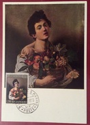 SAN MARINO CARAVAGGIO SU CARTOLINA MAXIMUM 1960 - Lettres & Documents