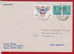 PAR AVION LETTER  COVER CATHOLIC MISSION INDIA INDE SENT GERMANY - Poste Aérienne