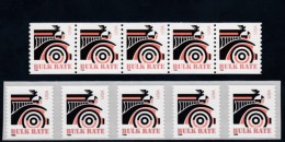 Sc#2905 & 2906 Coil 2x Strips Of 5 MNH (10c) Bulk Rate, Auto Theme 1995-96 Regular Issues - Rollenmarken