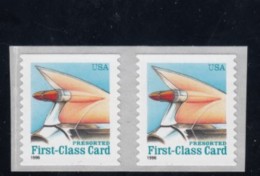 Sc#2910 Coil Pair MNH (15c) Pre-sorted First-class Card Rate, Auto Theme 1996 Regular Issues - Other & Unclassified