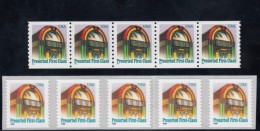 Sc#2911 & #2912A Coil Strip Of 5 MNH (25c) Pre-sorted First-class Rate, Jukebox Music Theme 1996 Regular Issues - Rollenmarken