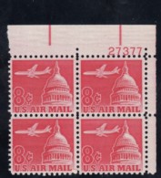 Sc#C64 8c 1962 Air Mail Issue Plate # Block Of 4 US Stamps - Numero Di Lastre