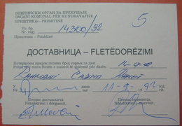 1992 INVITATION *PRISTINA*, KOSOVO-SERBIA. RARE - Sonstige & Ohne Zuordnung