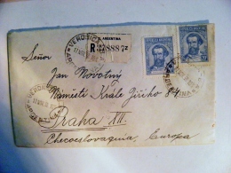 Cover From Argentina Sent To Czechoslovakia 1938 Veronica Martin Guemes Registered - Cartas & Documentos