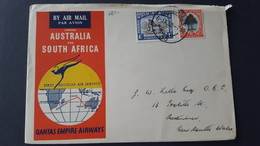 Australia 1952 Qantas First Flight  Australia And South Africa,Johannesburg To Sydney  Souvenir Cover - First Flight Covers